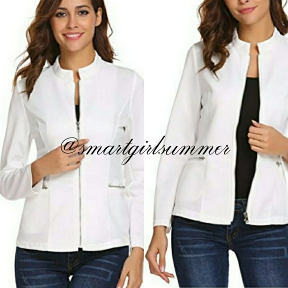 🆕⭐Plus size White moto blazer jacket⭐ - Picture 2 of 7
